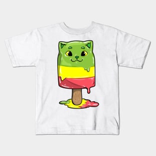 Funny cat as a popsicle Kids T-Shirt